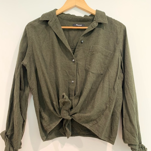 Madewell Tops - Forest Green Madewell Tie Flannel